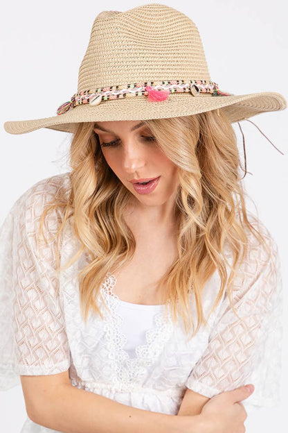 Hana - Boho Tassel Multi Color Band Summer Straw Sun Hat
