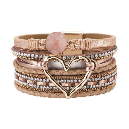 Mio Queena - Multi-Layer Heart Charm Bangle Bracelets