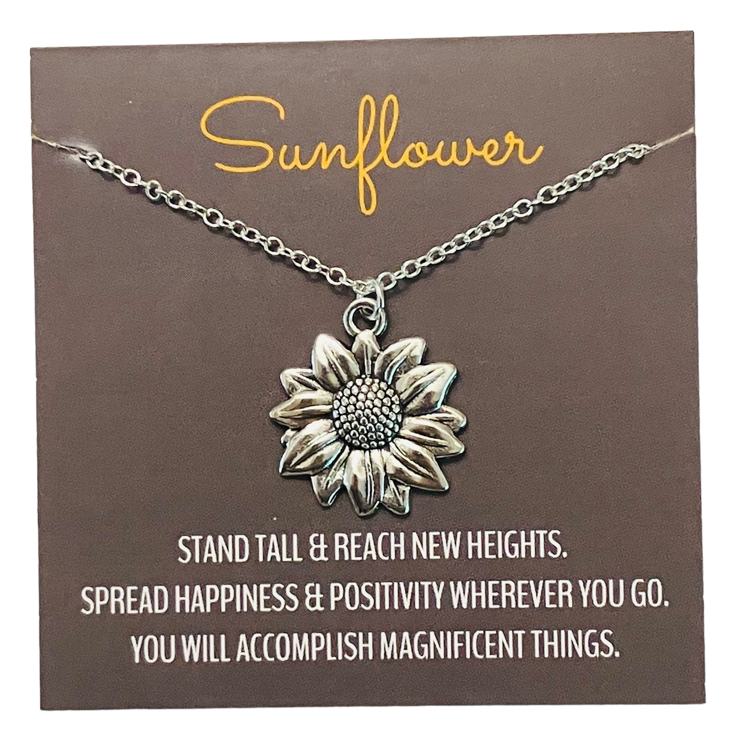 Broken Record Boutique - Silver Sunflower Pendant Charm Necklace