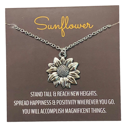 Broken Record Boutique - Silver Sunflower Pendant Charm Necklace
