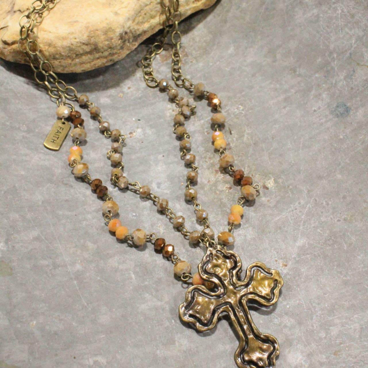 The Primitive Peddler, Inc. - Firm Foundation Cross Layered Necklace