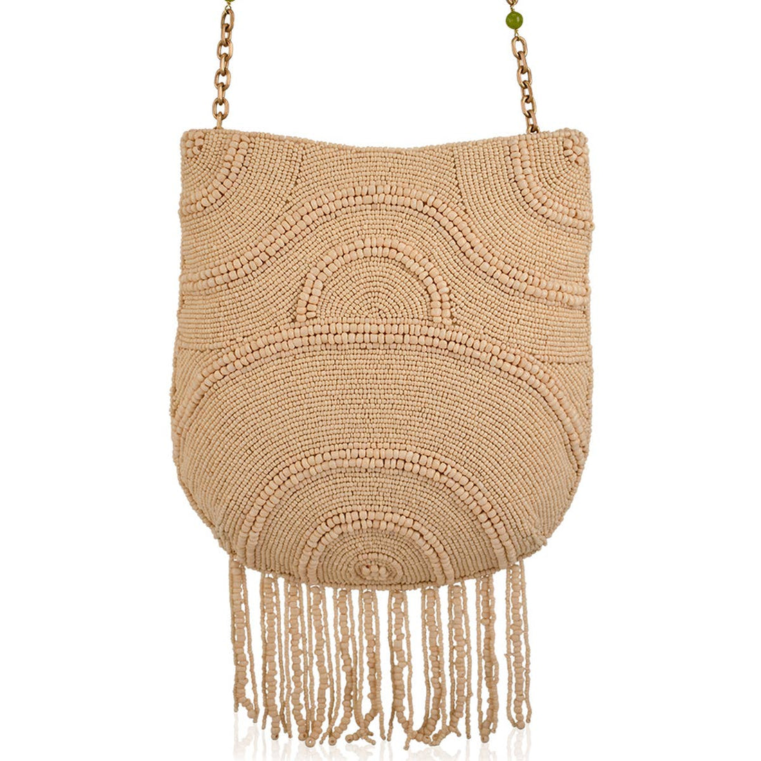 Mary Frances Accessories - Coconutty Palmtree and Beaded Fringe Crossbody Handbag
