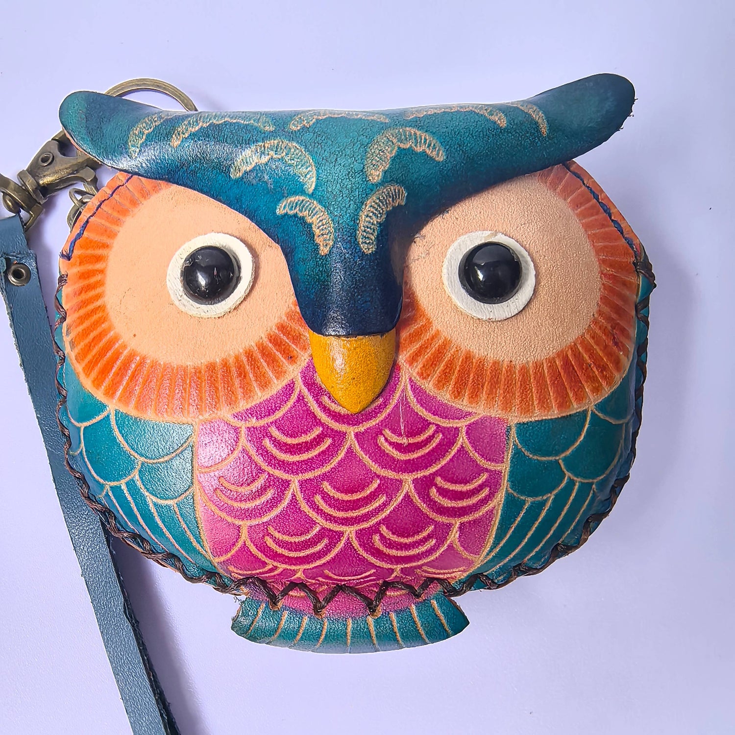 Sunflower Handmade leather inc - Leather owl Owl Wristlet coin purse wallet