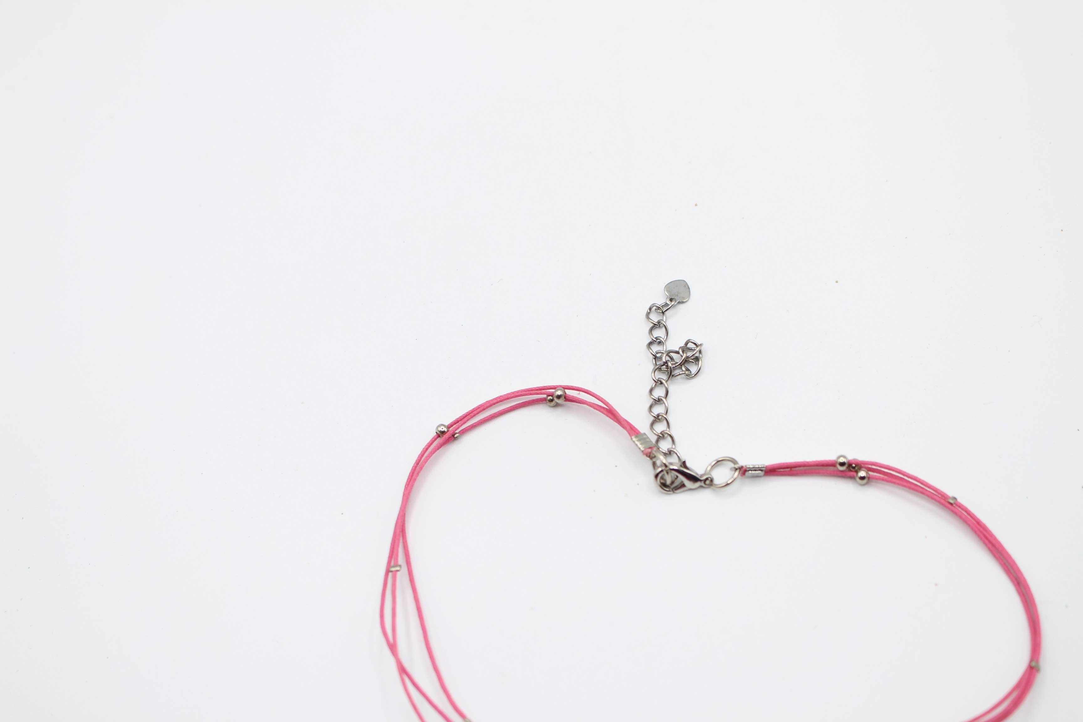 Leather flower necklace with wood beads