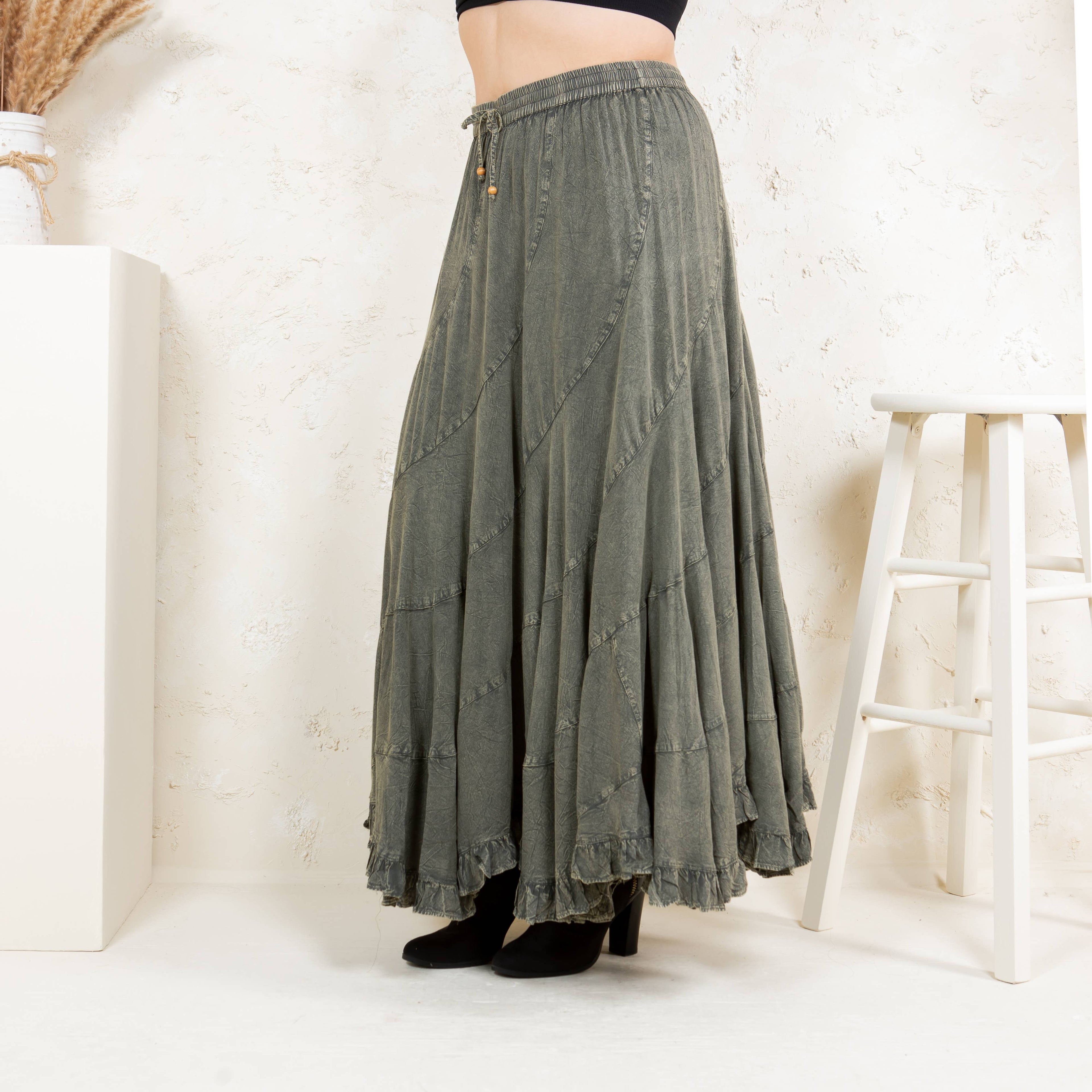 Young Threads - Boho Flair: Asymmetrical Mid-Length Skirt