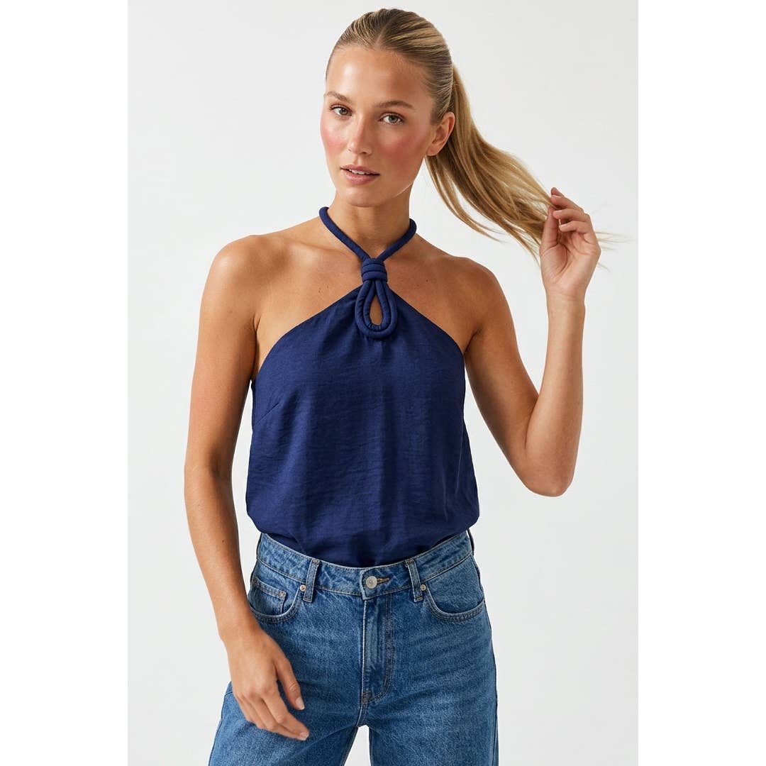 Naked Zebra - Cord Keyhole Sleeveless Top