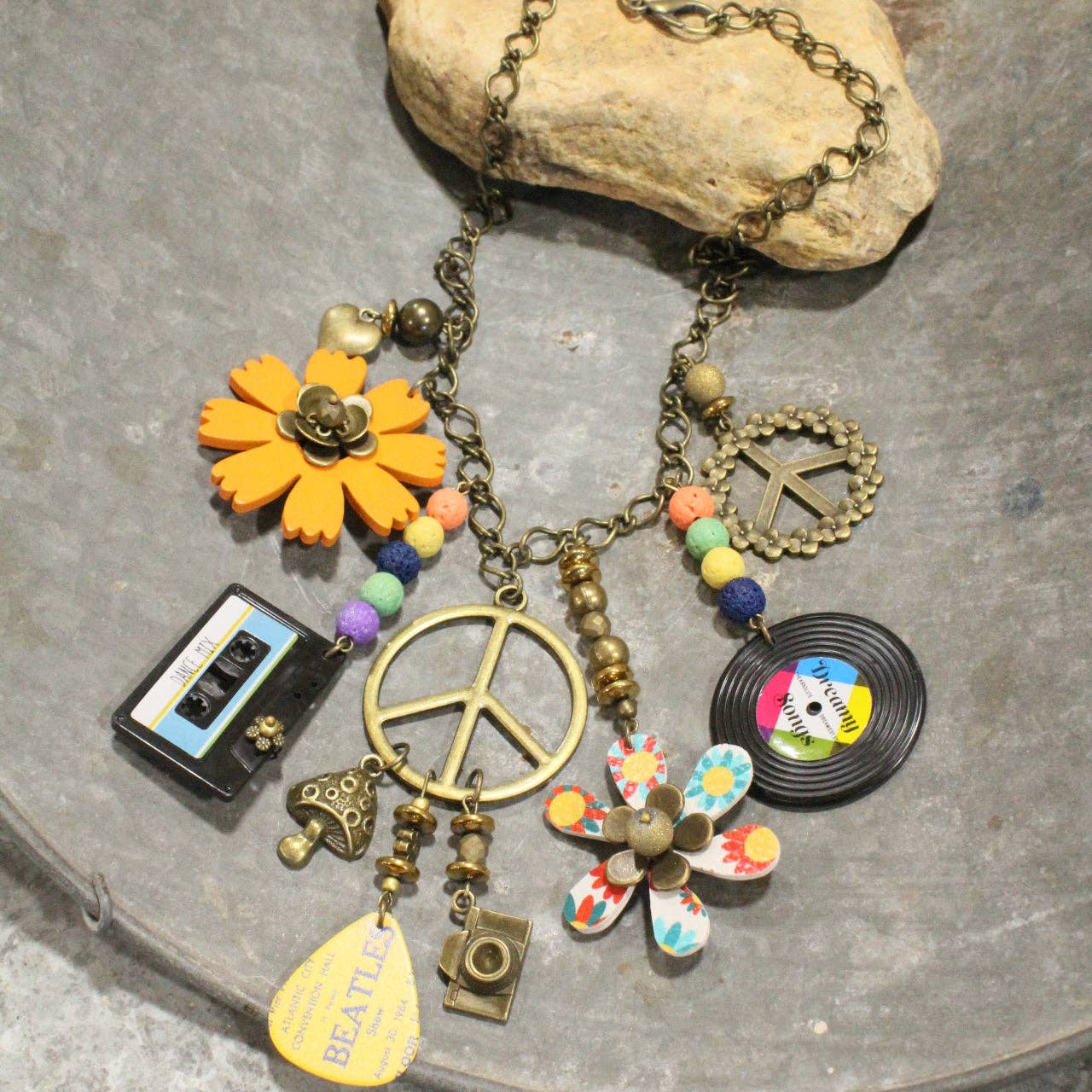 The Primitive Peddler, Inc. - Spin The Record Groovy Charm Necklace