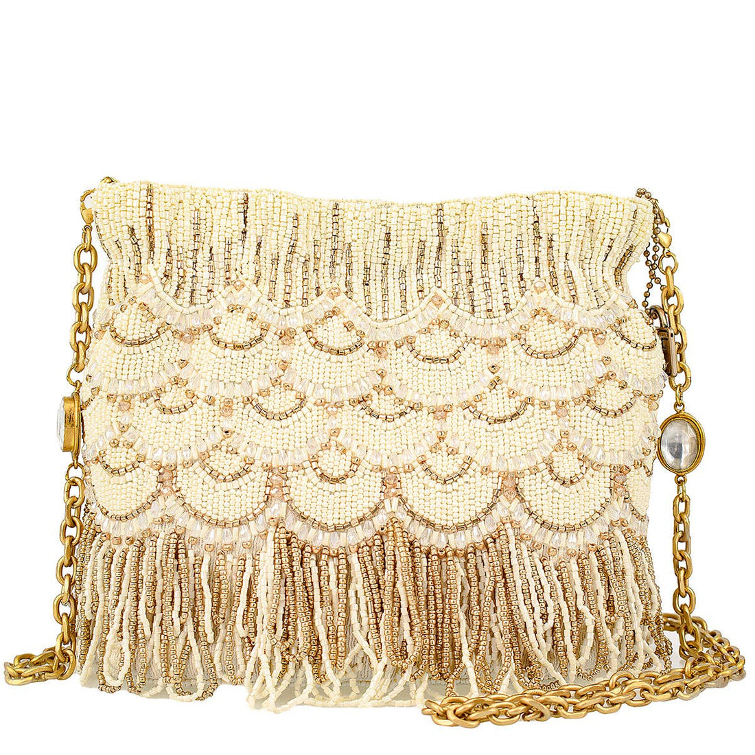Mary Frances Accessories - Dance All Night Ivory and Gold Scallops and Drape Handbags