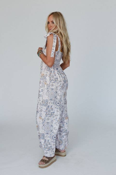 Three Bird Nest - Whimsical Bloom Wide Leg Jumpsuit - Ivory