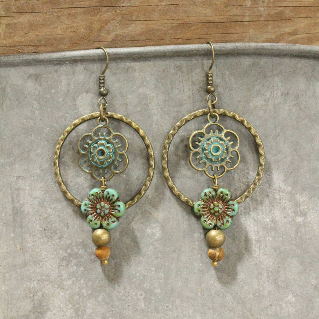The Primitive Peddler, Inc. - Green As Spring Dangle Drop Earrings