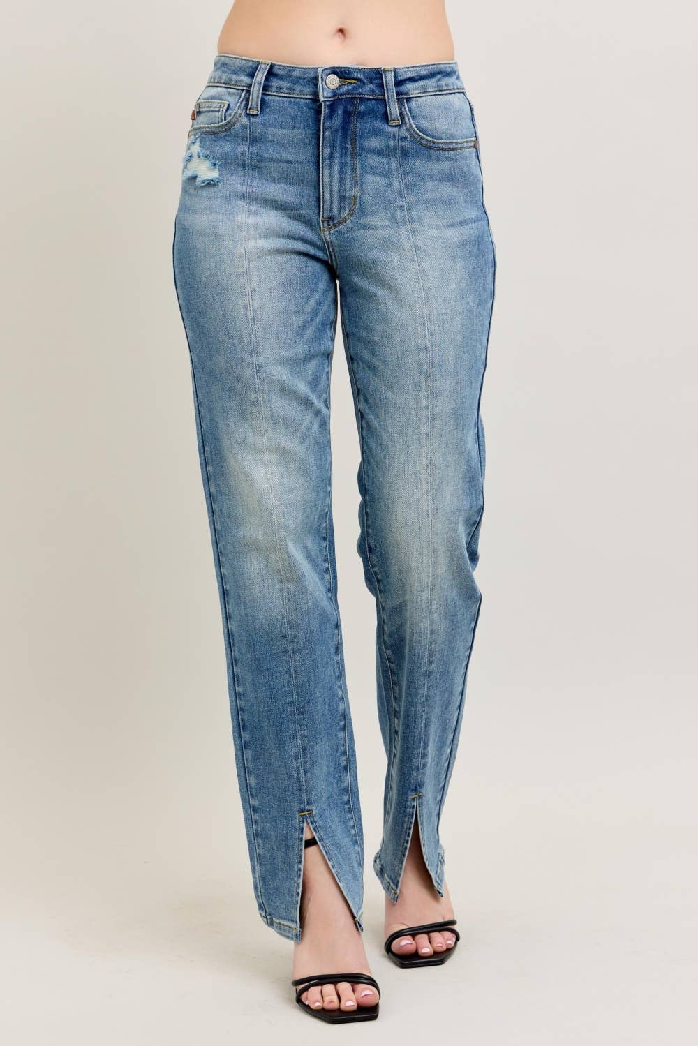 Judy Blue Jeans - HW Vintage Wash Front Seam &amp; Slit Straight