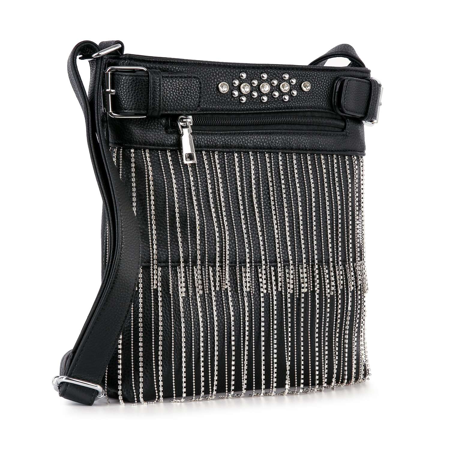 Handbag Express - Beaded Fringe Crossbody Sling Handbag