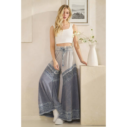 Oli&amp;Hali - WASHED FABRIC MIX WIDE LEG PANTS
