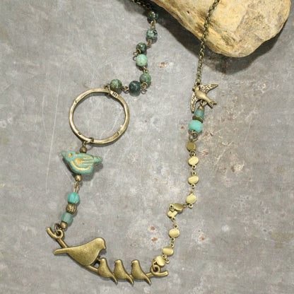 The Primitive Peddler, Inc. - Flocked Together Jade Czech Necklace