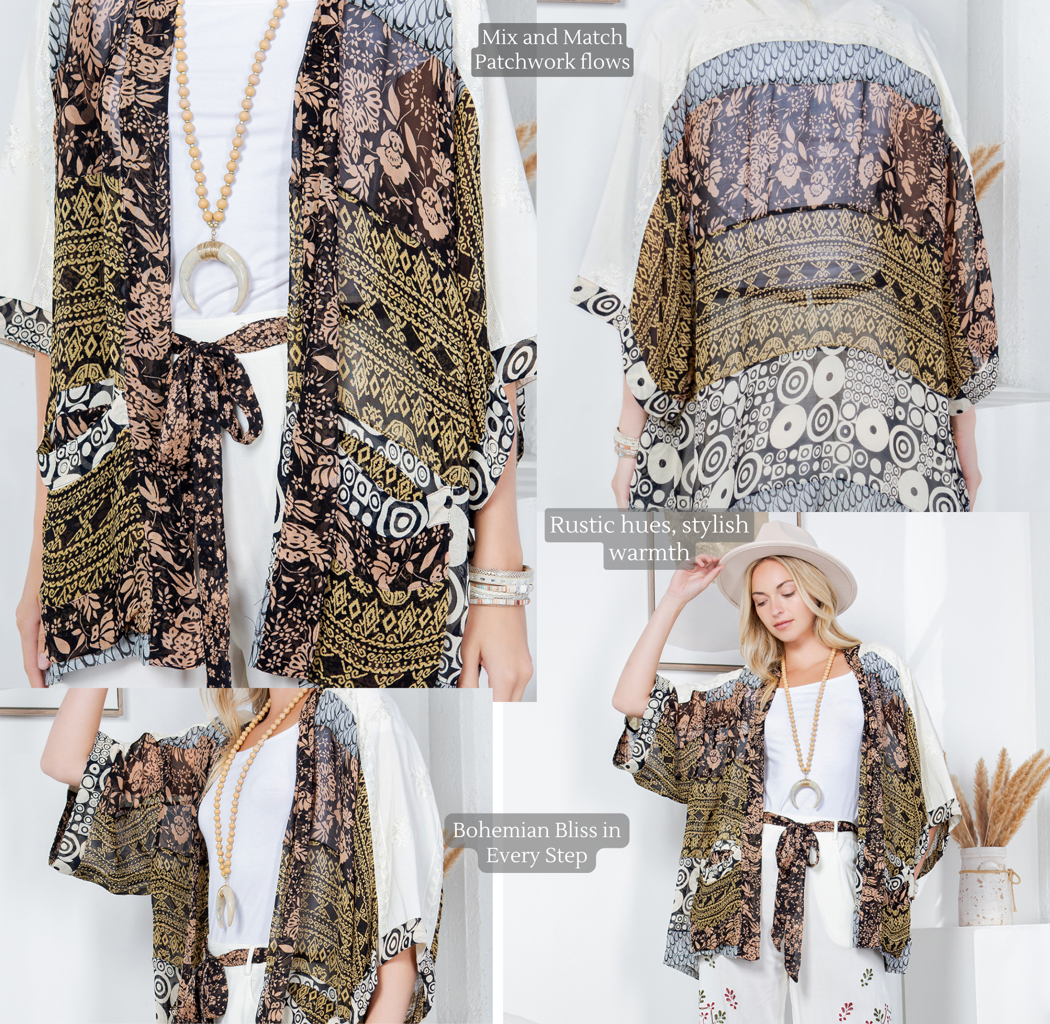 Natural Bohemian : Kimono Patchwork Shrug
