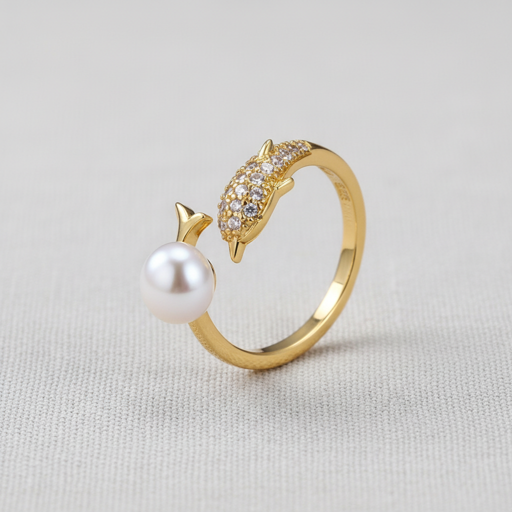 camilla dovey - Dolphin Pearl Zirconia Adjustable Ring