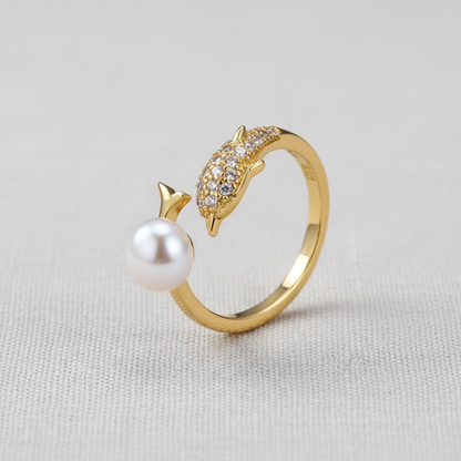 camilla dovey - Dolphin Pearl Zirconia Adjustable Ring