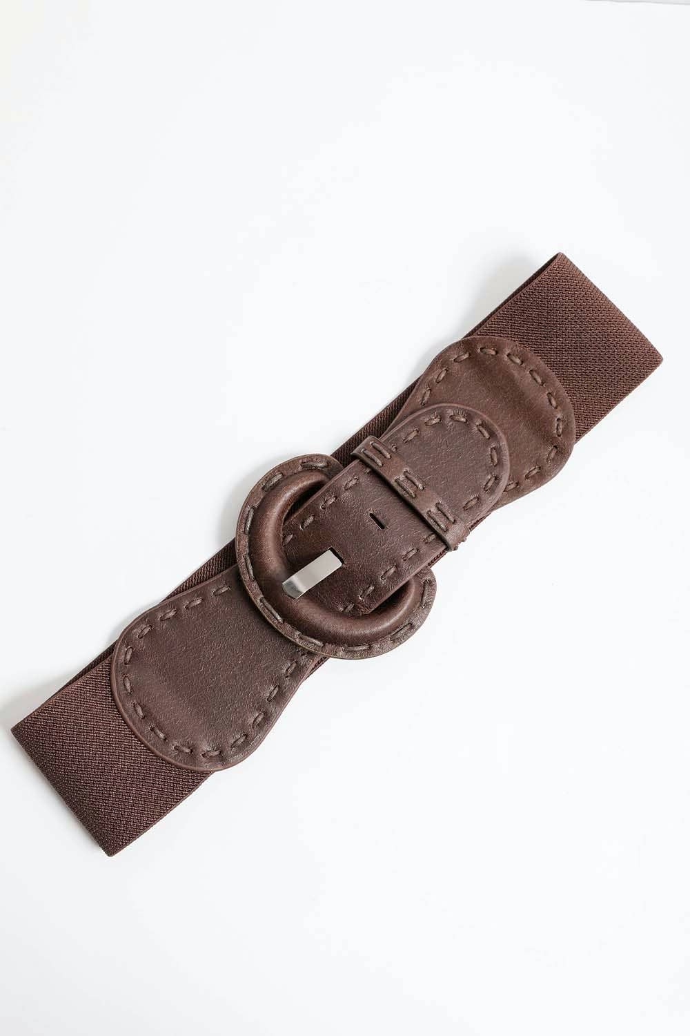 Leto Accessories - Distressed Wide Stitch Elastic Belt - Western Chic Style