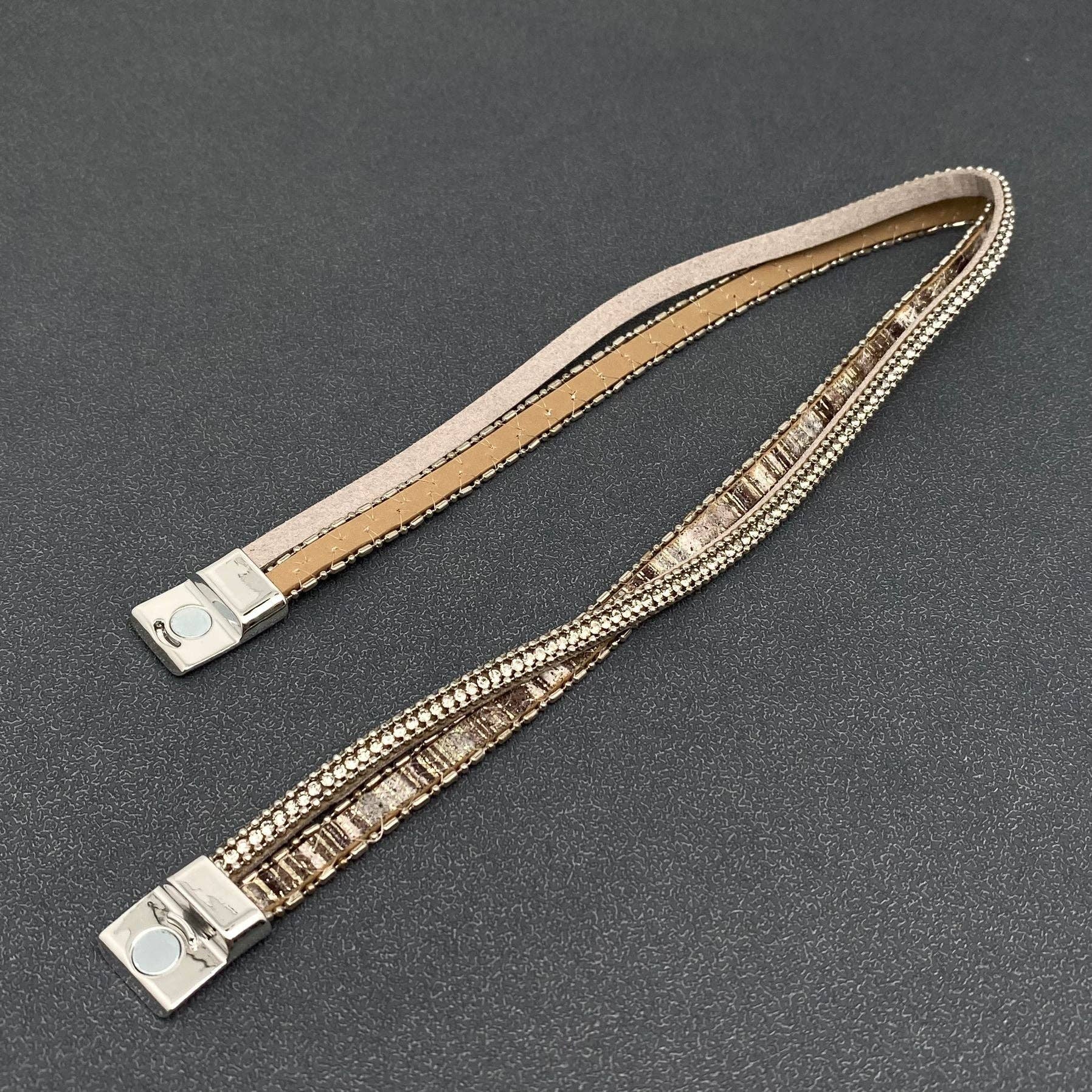 Mio Queena - BOHO Rhinestone Leather Woven Double Layered Bracelet