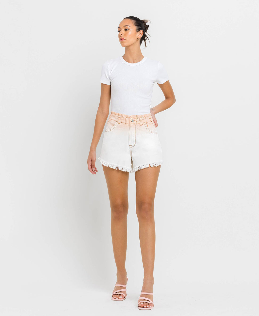 VERVET by FLYING MONKEY - SUPER HIGH RISE PAPERBAG WAISTBAND OMBRE SHORTS V2771