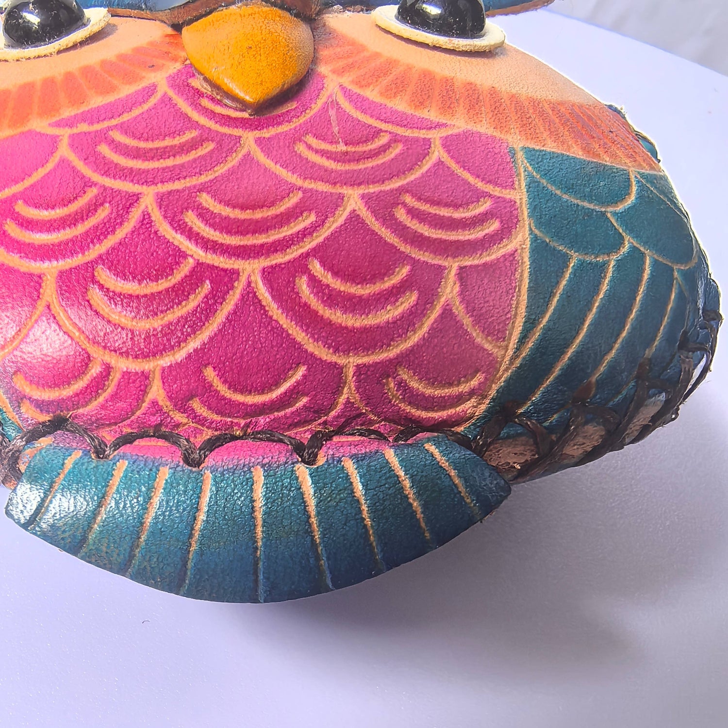 Sunflower Handmade leather inc - Leather owl Owl Wristlet coin purse wallet