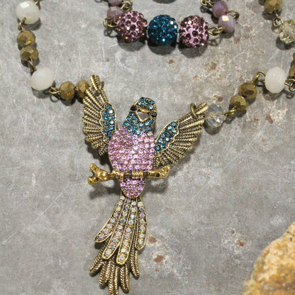 The Primitive Peddler, Inc. - On Her Perch Purple Bird Layered Necklace