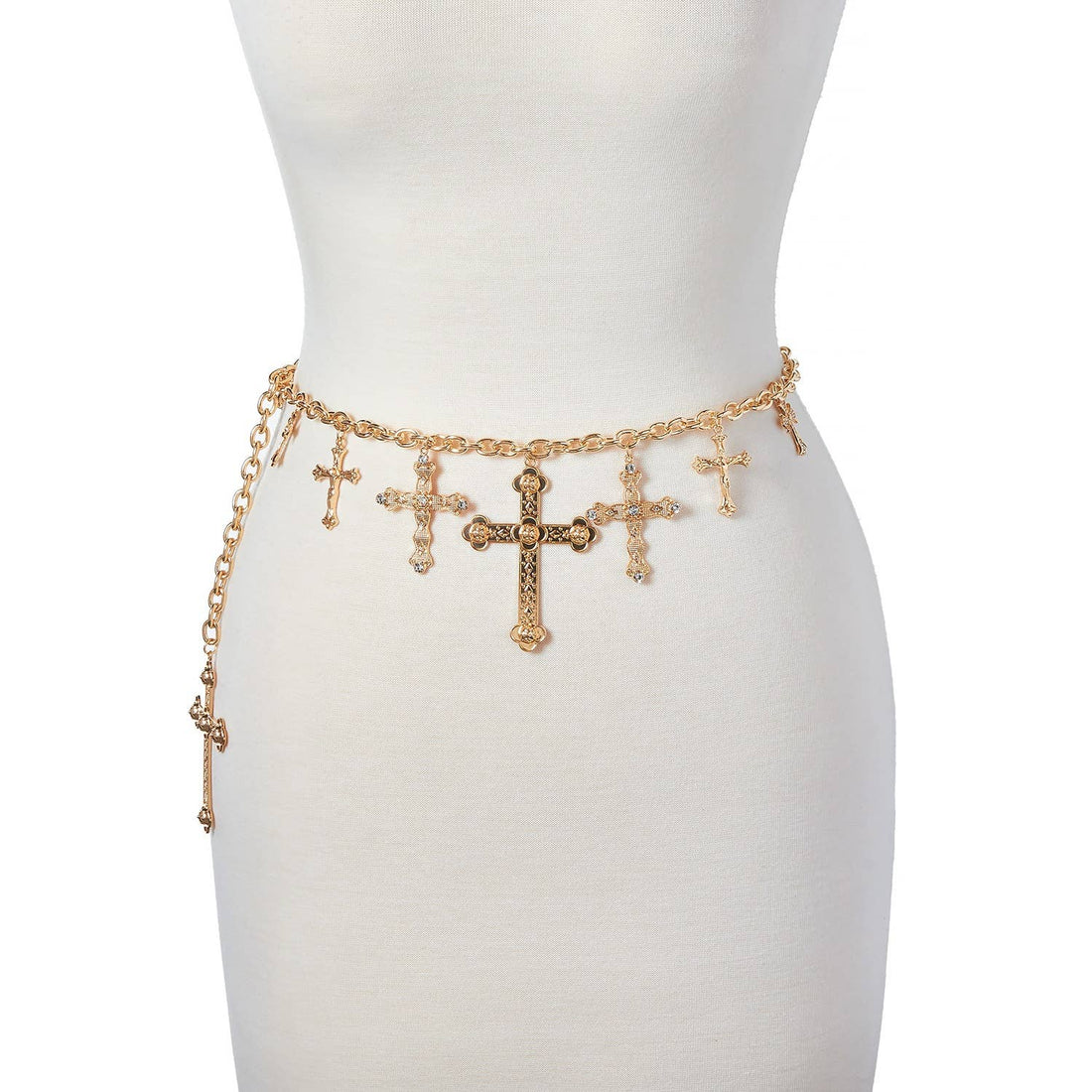 Girly - CROSS PANDENT CHAIN BELT WITH RHINESTONE ACCENTS