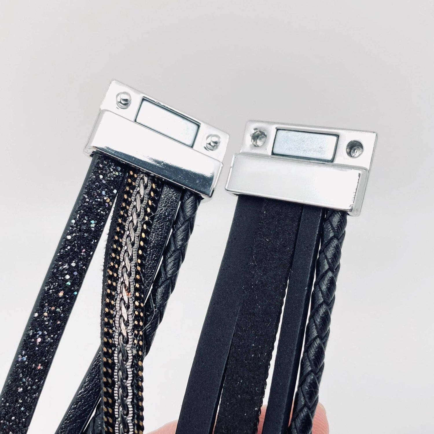Mio Queena - Crystal Multi-Layer Leather Magnetic Snap Bracelet