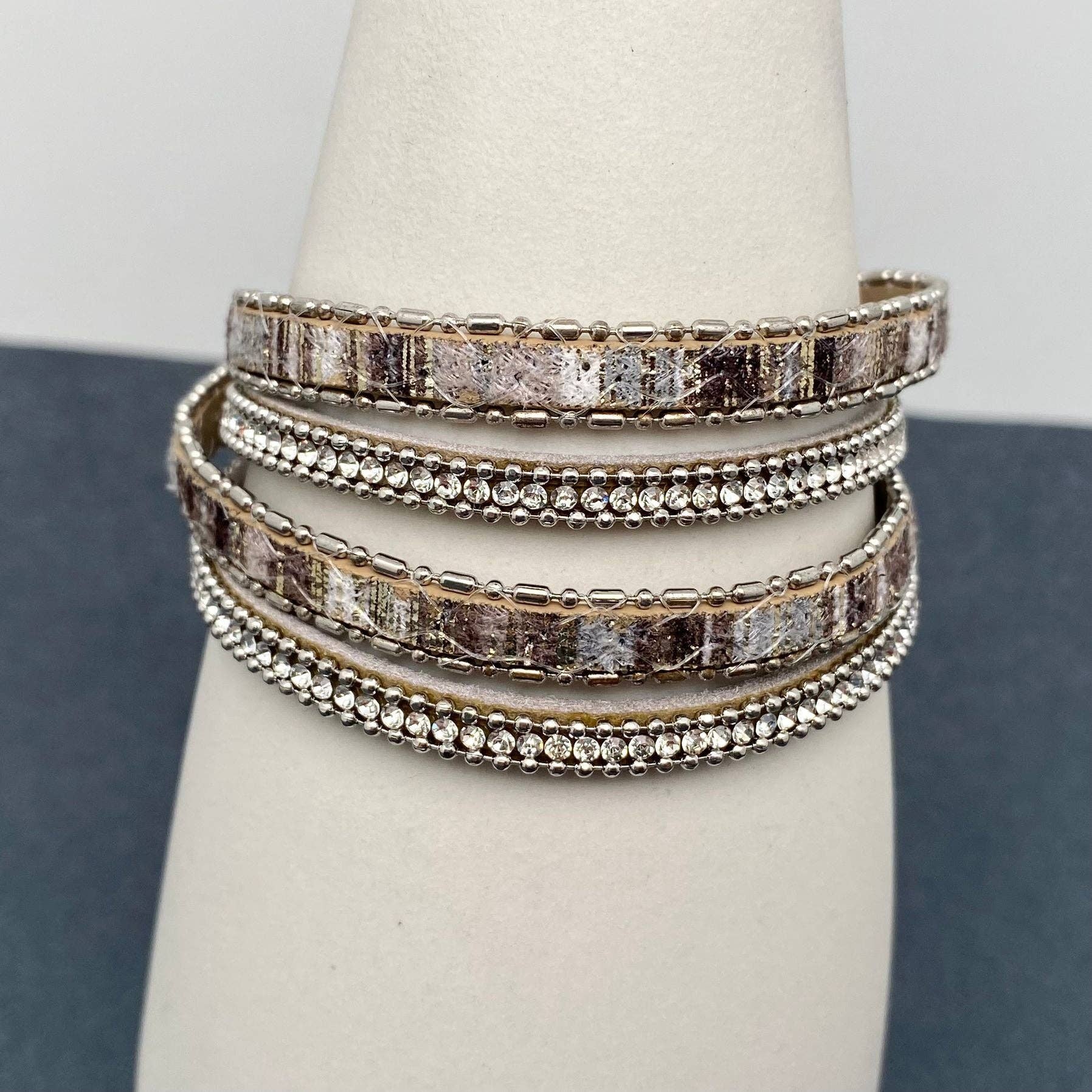 Mio Queena - BOHO Rhinestone Leather Woven Double Layered Bracelet