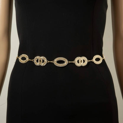 Collections by Fame Accessories - Pave Crystal Oval Link Chain Belt