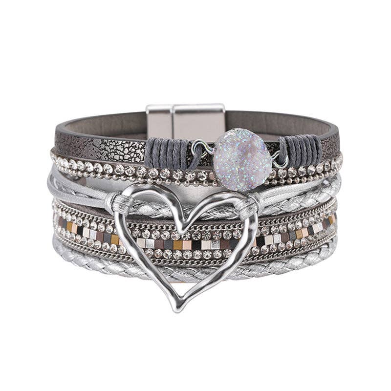 Mio Queena - Multi-Layer Heart Charm Bangle Bracelets