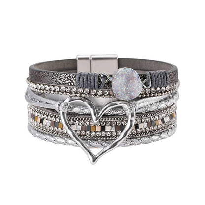 Mio Queena - Multi-Layer Heart Charm Bangle Bracelets