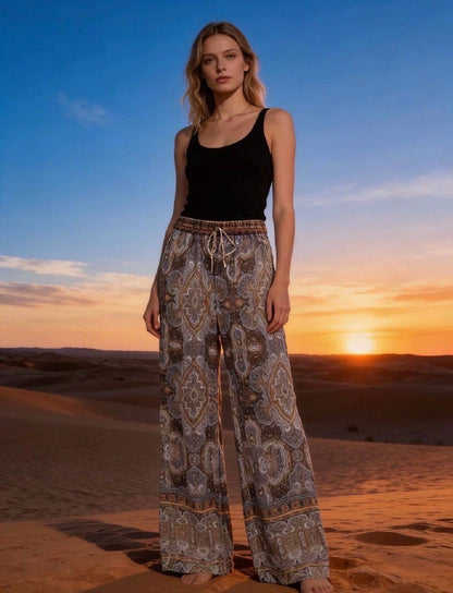 last queen - Relaxed flowing pants, straight cut, washed look