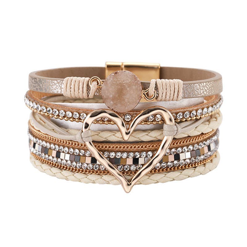 Mio Queena - Multi-Layer Heart Charm Bangle Bracelets