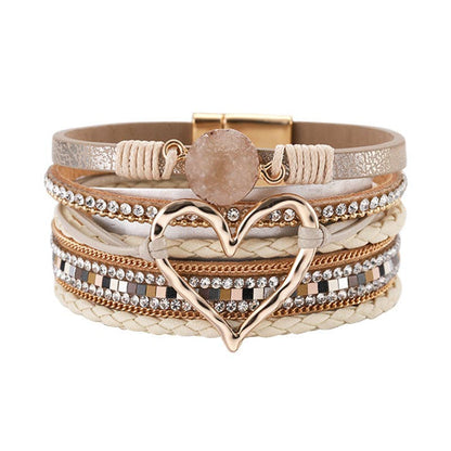 Mio Queena - Multi-Layer Heart Charm Bangle Bracelets