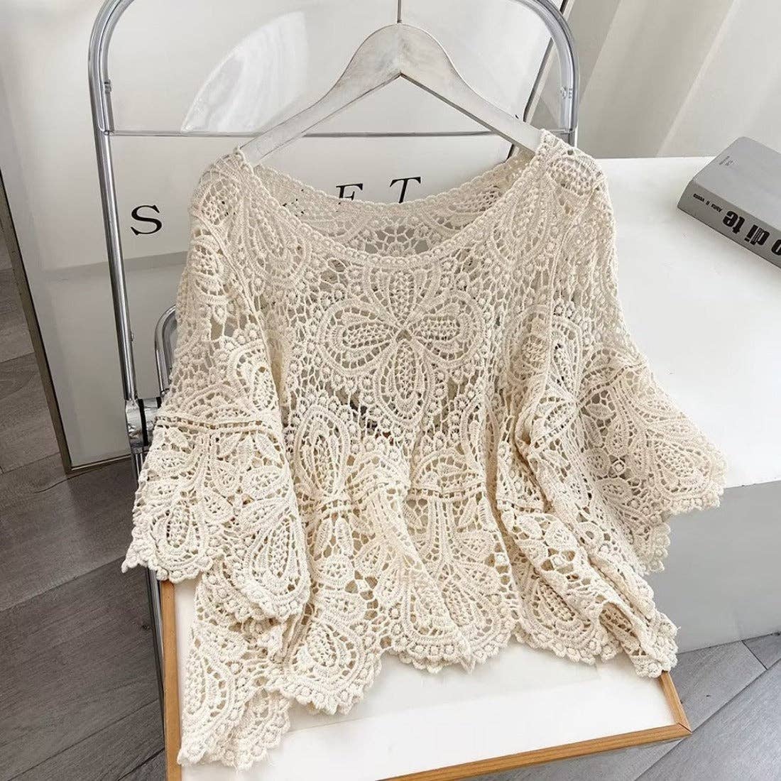 Funkyrel® - Crosa - Crochet Hollow-Out Pullover Top